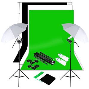 Excelvan Studio Photography Continuous Lighting Kit 2X 125W Flash Light Set with Backdrops Umbrellas1